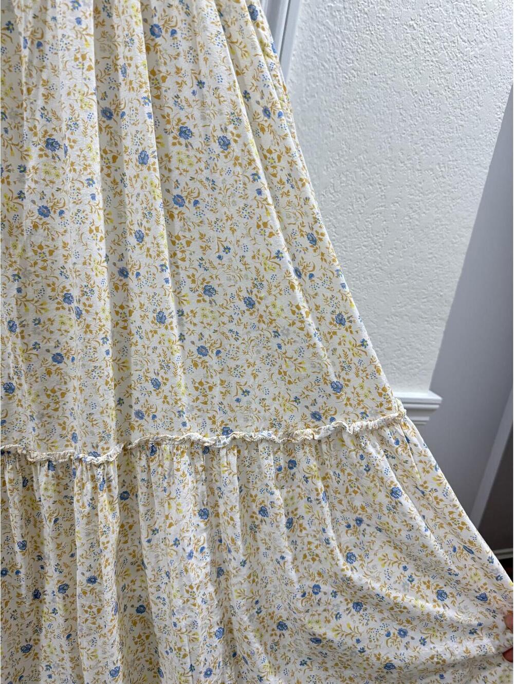 Madewell Folkmagic Cottagecore Floral Flutter Sleeve Tiered Maxi Dress Size 6 - Picture 5 of 9